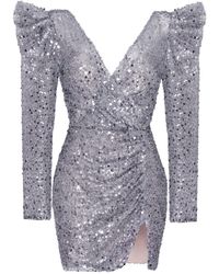 Millà - Metallic Long-Sleeve Sequined Mini Dress - Lyst