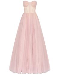 Millà - Tulle Maxi Dress With A Corset Bustier - Lyst