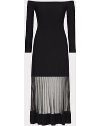 MILLY - Off The Shoulder Sheer Knit Mini Dress - Lyst
