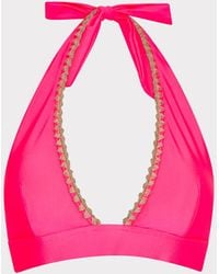 MILLY - Crochet Stitch Halter Bikini Top - Lyst