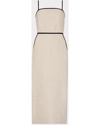 MILLY - Amara Linen Contrast Midi Dress - Lyst