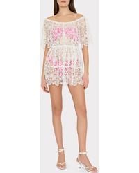 MILLY - Swirl Lace Cover-up Mini Dress - Lyst