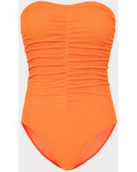 MILLY - Textured Ruched One Piece - Lyst