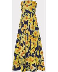 MILLY - Palmer Sunflower Poplin Strapless Maxi Dress - Lyst