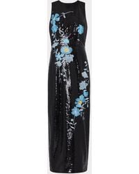 MILLY - Tiana Floral Sequins Dress - Lyst