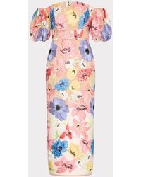 MILLY - Nira Lily Floral Embroidered Midi Dress - Lyst