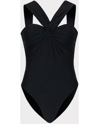 MILLY - Betsy Draped Bandeau One Piece - Lyst