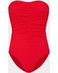 MILLY - Textured Ruched One Piece - Lyst