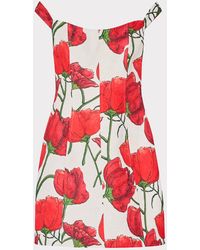 MILLY - Peggy Off The Shoulder Red Peonia Mini Dress - Lyst