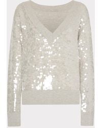 MILLY - Ilaria Sequin V-neck Sweater - Lyst