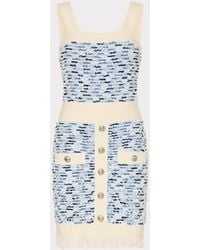 MILLY - Fringed Textured Knit Mini Dress - Lyst