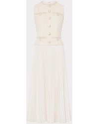 MILLY - Boucle Mixed Media Midi Dress - Lyst