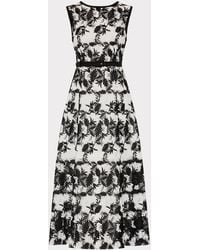 MILLY - Paloma Two Tone Lace Midi Dress - Lyst