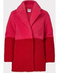 MILLY Minis Faux Shearling Color Block Jacket - Red