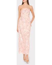 chinese dress ladies Amur Women's Milly Strapless Pleated Maxi Dress - Navy