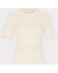 MILLY - Smocked Finish Pointelle Top - Lyst