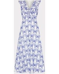 MILLY - Butterfly Eyelet Ruffle Midi Dress - Lyst