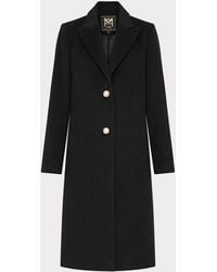 MILLY - Single Breasted Wool Coat With Pearl Buttons - Lyst