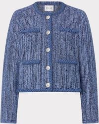 MILLY - Shayne Pinstripe Knit Cardigan Jacket - Lyst