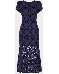 MILLY - Tahlia Velvet Flocked Lace Dress - Lyst