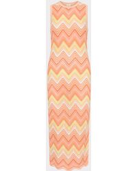 MILLY - Multi Zig Zag Sleeveless Midi Dress - Lyst