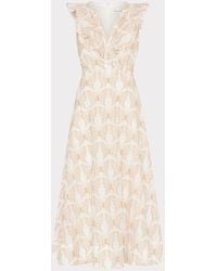 MILLY - Butterfly Eyelet Ruffle Midi Dress - Lyst