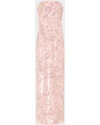 milly kait sequined strapless dress Milly Kait Sequined Floral Mesh Strapless