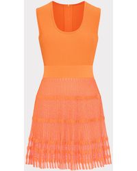 MILLY - Sheer Knit Fit And Flare Mini Dress - Lyst
