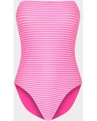 MILLY - Stripe Strapless One Piece - Lyst
