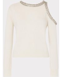 MILLY - Roma Crystal Embellished Crew Neck Top - Lyst