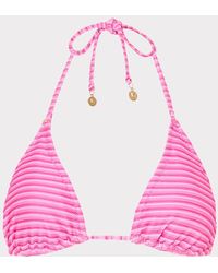 MILLY - Stripe Triangle Bikini Top - Lyst