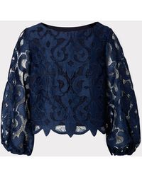 MILLY Beverly Guipure Lace Top - Blue