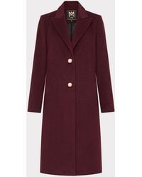 MILLY - Single Breasted Wool Coat With Pearl Buttons - Lyst