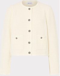 MILLY - Sade Textured Crewneck Cardigan Jacket - Lyst