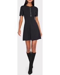 MILLY Katie Lace Combo Knit Mini Dress in Black | Lyst
