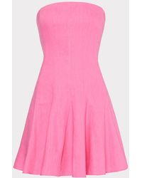 MILLY - Cameron Solid Linen Strapless Dress - Lyst