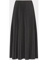 MILLY - Pleated Midi Skirt - Lyst