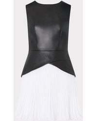 MILLY - Haddy Leather Pleated Combo Mini Dress - Lyst