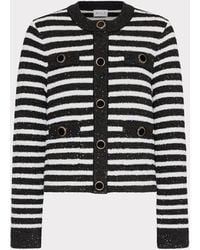 MILLY - Sequin Striped Cardigan - Lyst
