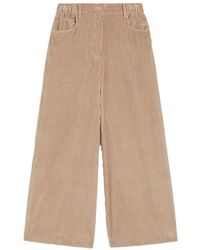 Weekend by Maxmara - Cropped Cotton Velvet Trousers Sand - Lyst