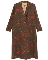 Uma Wang - Pomegranate-Print Double-Breasted Coat Tan - Lyst
