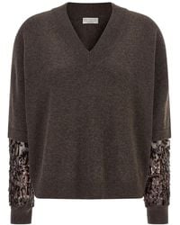 Brunello Cucinelli - Embellished Cashmere Sweater - Lyst