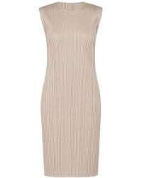 Issey Miyake - Pleats Please New Colorful Basics Dress Greige - Lyst
