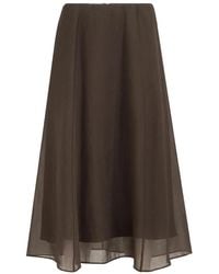 Brunello Cucinelli - Crispy Silk Circle Skirt Cocoa - Lyst