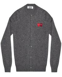 COMME DES GARÇONS PLAY - Round-Neck Double Heart Cardigan M - Lyst