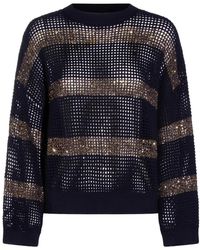 Brunello Cucinelli - Sequin-Embellished Open-Knit Sweater - Lyst