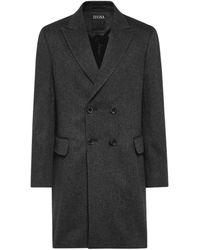 ZEGNA - Tailored Wool-Blend Coat Dark - Lyst