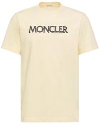 Moncler - Logo Print Cotton T-Shirt Ivory - Lyst