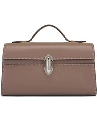 SAVETTE - Symmetry Pochette Leather Taupe - Lyst