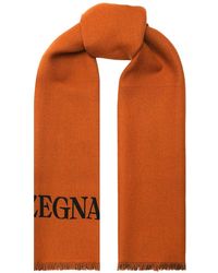 ZEGNA - Logo Wool Scarf - Lyst